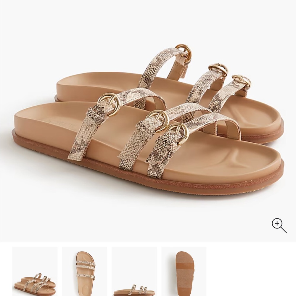 J. Crew Factory Snake Print Sandals with Gold Accents